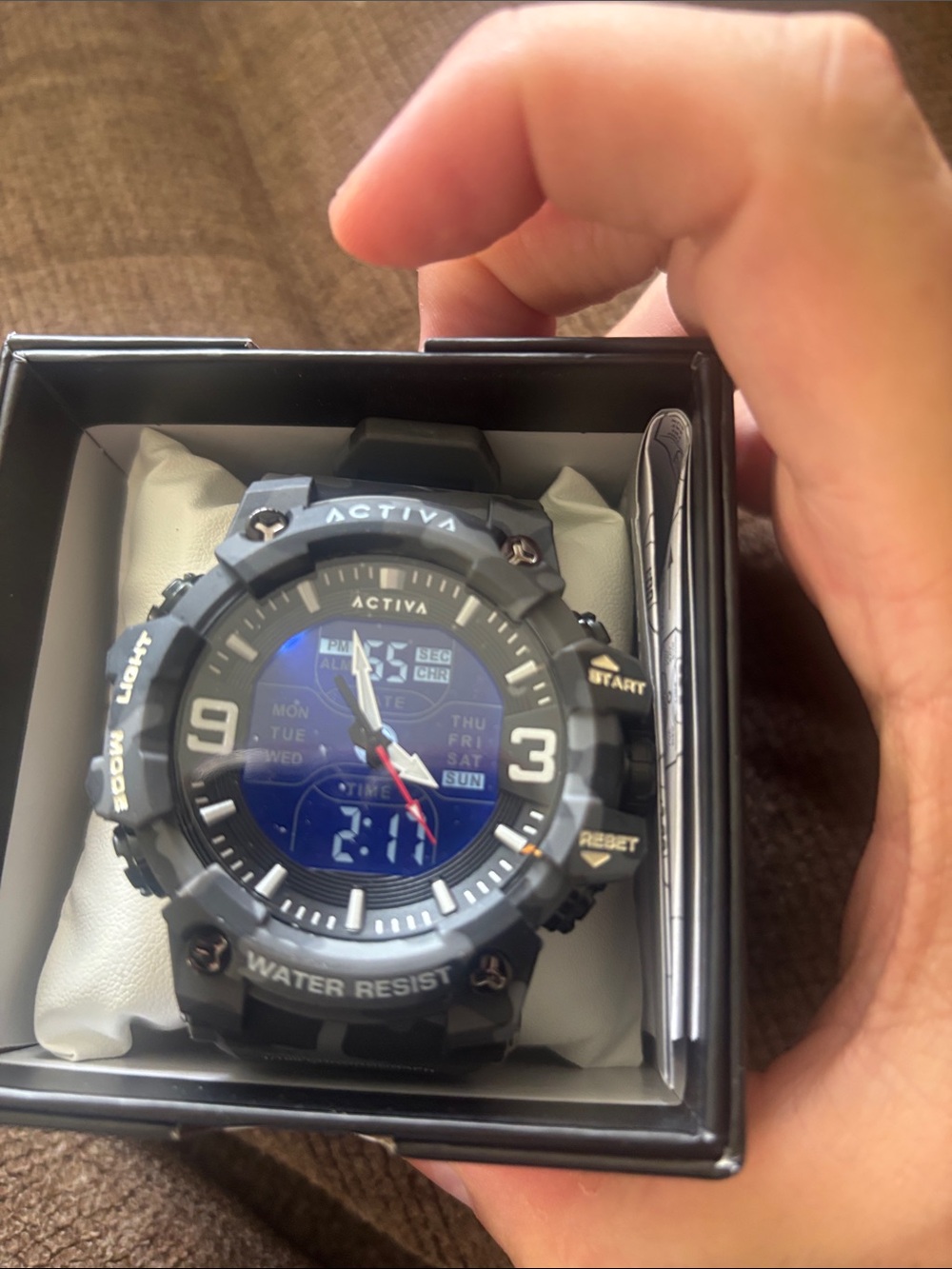 Activa Black Sports Watch with Blue Digital Dial